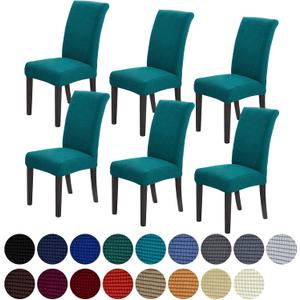 Howhic Stretch Chair Covers for Dining Room Set of 6, Removable Washable Dining Room Chair Covers, Dining Chair Slipcovers Seat Protector, Great Home Decor and Banquet Upholstery (Teal, 6 Pack)