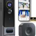 MUBVIEW Dual Doorbell Camera Wireless No Subscription,2K Head to Toe Door Camera Wireless for Apartment, Door Bells for Homes with Chime, 2.4G WiFi, AI Human Detection, Night Vision (Black)