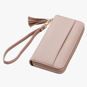 Travelambo Womens Wallet Tassel Bifold Ladies Cluth Wristlet Wrist strap Long Purse