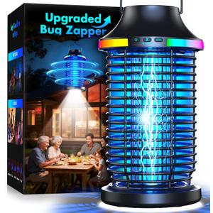 Rechargeable Bug Zapper Outdoor, 4200V Powerful Electric Mosquito Zapper 5-in-1 Portable & Wireless Bug Zapper Outdoor Cordless with 5000mAh Battery, Outdoor Waterproof Fly Zapper for Patio Camping