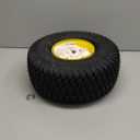 Marastar 15x6.00-6 Pneumatic, OEM Like Replacement Front Tire and Wheel Assembly, Compatible with John Deere Mowers, Turf Saver, 4PR Tube-Type Tire, Yellow Wheel, 3-Inch Offset Hub, 3/4-Inch Bushings