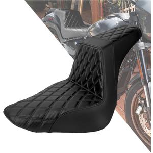 HDBUBALUS Driver Passenger Seat Motorcycle Two-Up Seat Fit for Harley FLSTF FXBRS Softail Fatboy 2018-2025 Breakout 2023-2025 (Black Stitching)