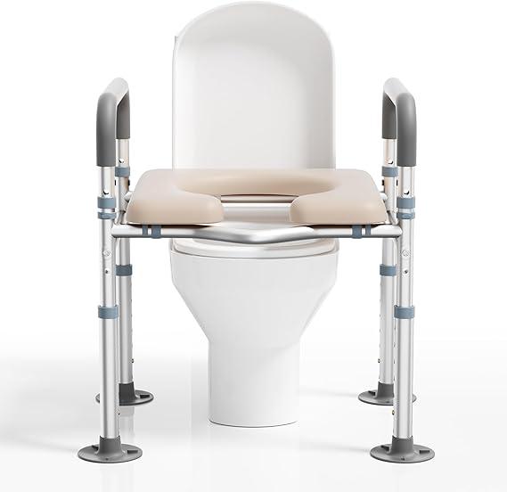 Eakertte Raised Toilet Seat with Handles for Seniors, Heavy Duty Medical Safety Riser, Adjustable Height & Width, FSA/HSA Eligible, Fits Most Toilets for Handicap & Post-Surgery