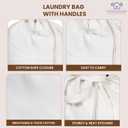 LFH Home Cotton Canvas Extra Large Laundry Bag with Handle, Stylish Drawstring Heavy Duty Laundry Bags For Travel, Home, Hotel, College Dorm and Camp Storage Bag 24x36 Inch, White