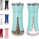 Teal Salt and Pepper Shakers by Aelga, Salt Shaker with Adjustable Pour Holes, Teal Kitchen Accessories, Decor for Kitchen, Restaurants, Camp, BBQ