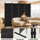 Room Divider 6FT Tall Folding Privacy Partition Screen, 88'' W Portable Wall Divider for Room Separation, Freestanding 4 Panel Room Divider Panel Privacy Screen for Dorm Studio Office, Black