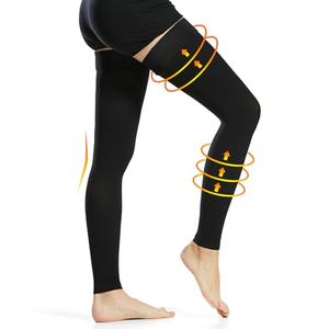 Ailaka Medical Compression Stockings for Women Men, Thigh High Footless 20-30mmHg Graduated Compression Socks with Silicone Band for Varicose Veins, Edema, Post-Surgery, XL