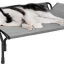 Veehoo Cooling Elevated Dog Bed, Raised Pet Cot with Guardrail & Slope Headrest, Durable Breathable Teslin Mesh, Non-Slip Feet, Washable Dog Couch Bed for Indoor & Outdoor, Large 47" x 32", Gray (Grey)