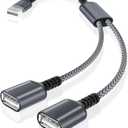 Basesailor USB Splitter 1 in 2 Out 1FT, USB A Male to Double Female Y Cable Extension Adapter, Dual USB Port Extender Hub, Data Charger Power Split for Car, Xbox One Series, PS4, PS5, Laptop, Keyboard, Mouse