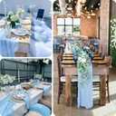 10 Pack Baby Blue Table Runner 21x120 Inch Light Blue Cheesecloth Table Runner 10FT Boho Gauze Table Runners Long Cheese Cloth Table Runner Semi Sheer Runners for Wedding Bridal Baby Shower Party