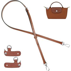 Jiesinlov Leather Bag Shoulder Strap Replacement Crossbody Adjustable Conversion Kit Fit for Mini Pouch (New-brown-silver)