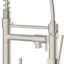 Faucet, Kitchen Faucet with Sprayer, RV Faucet for Kitchen Sink, Single Handle Stainless Steel Kitchen Sink Faucets with Dual Function Spray Head, Nickel Brushed