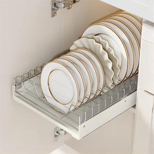 Pull Out Cabinet Organizer Fixed with Adhesive Nano Film, Slide Out Dish Drying Rack for Kitchen Cabinets, Pull Out Drawer for Kitchen Under Sink Organizer