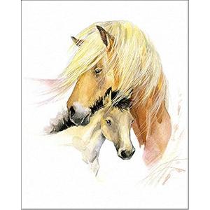 7 Dots Art. Mom and baby. Watercolor Art Print, poster 8"x10" on Fine Art thick Watercolor paper for children's kids room, bedroom, bathroom. Wall art decor with Animals for boys and girls. (Horses), Pack of 2