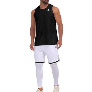 Inno 2 Piece Workout Set Gym Clothes for Men Shirt and Shorts with Leggings Moisture-wicking Athletic Outfits (X-Large, Black)