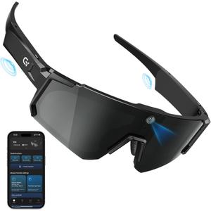 AI Ultra Pro Smart Glasses: 4K Wearable Camera with 6-Axis EIS Stabilization, ChatGPT-4o Voice Assistant, IP66 Waterproof Sport Sunglasses, Dual-Mic ENC Noise Cancelling, Obsidian Gray