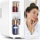 4L Skincare Fridge with LED Mirror - Portable Cooler/Warmer for Cosmetics & Food, Perfect for Bedroom, Car, Office, White