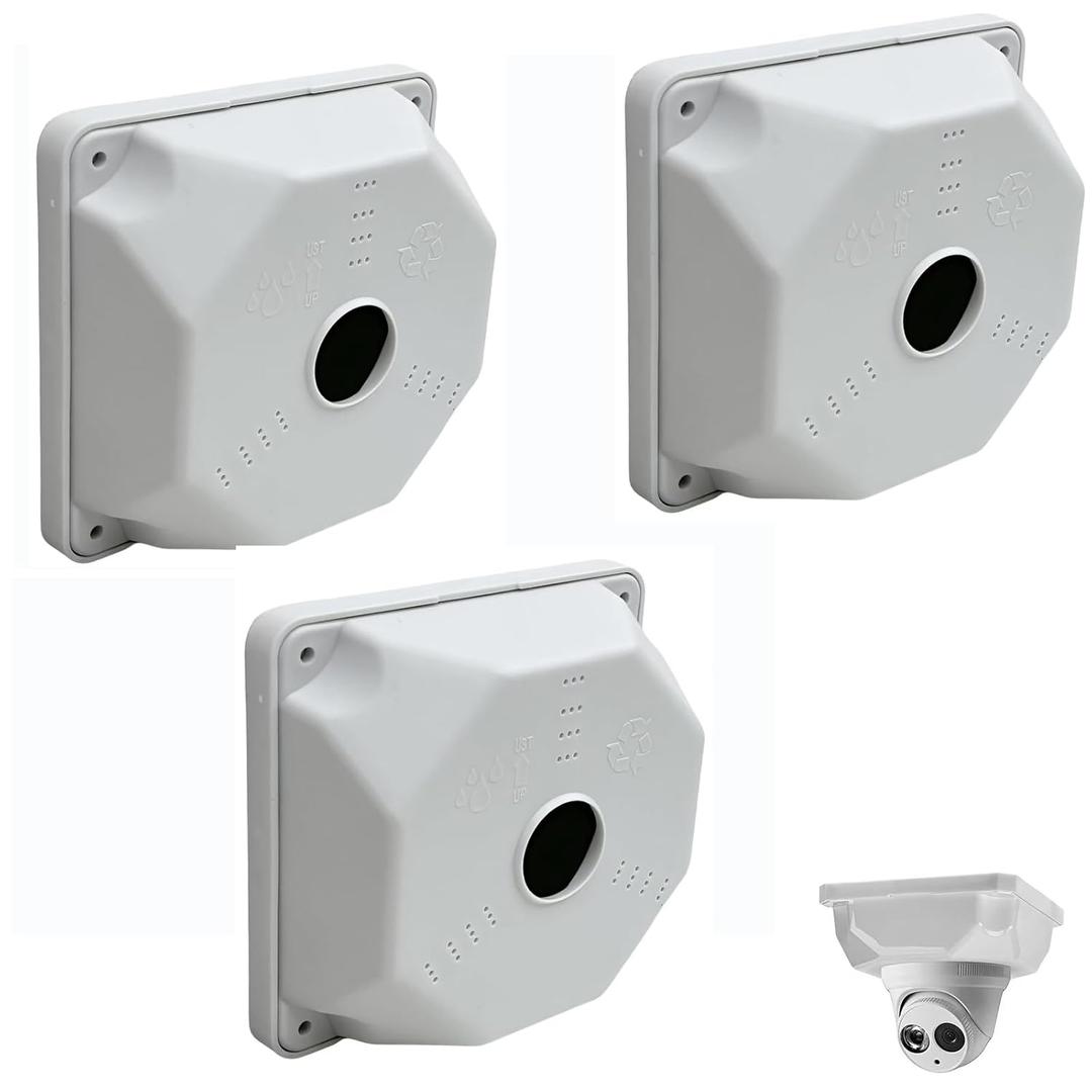 Universal Bullet Security Camera Junction Box Mount Bracket Plastic Rainproof Junction Box Mount Bracket for IP Camera Electric Enclosure, Indoor/Outdoor Wall Cable Junction Base Boxes (3 Pack)
