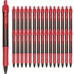 30 Pack Red Fine Point Gel Pens, No Smear Ink, Retractable, 0.5MM, Red Ink