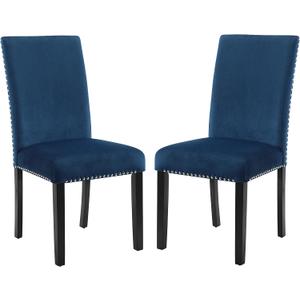 Cobre Contemporary Velvet Dining Chair with Nailhead Trim, Set of 2, Blue, 
22.6"D x 19"W x 38.3"H
 