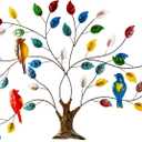 dreamskip Tree of Life Metal Wall Art, 27" Large Outdoor Wall Sculpture with Colorful Leaves and Birds, Tree Metal Wall Decor for Outdoor Indoor, Living Room, Bedroom, Patio, Fence, Garden Decor
