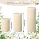 3 x Conelist Ribbed Pillar Candles Set of 3, Width 3" High 4" 6" 8" Large Soy Wax Orchids Scented Pillar Candles Aesthetic Ribbed Modern Home Decor for Bathroom Living Room(Cream)