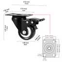 2" Caster Wheels Set of 4, Heavy Duty Casters with Brake, No Noise Locking Polyurethane (PU) Wheels, Swivel Plate Castors Pack 4