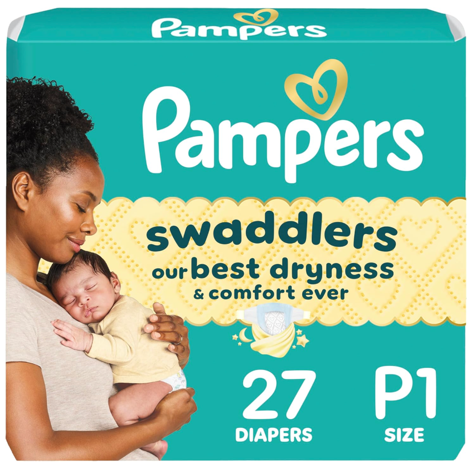Pampers Baby Diapers  Swaddlers  Size P1, 27 Count, Ultra Absorbent Disposable Preemie Diaper