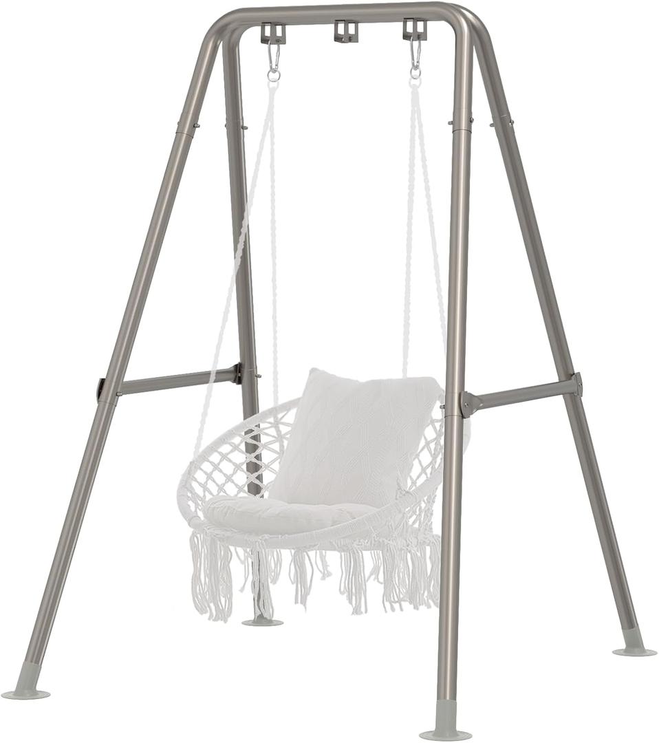 G TALECO GEAR Hammock Chair Stand,Heavy-Duty Steel Hammock Stand,300LBS Multi-Use Swing Stand for Outdoor IndoorHammock Chair not Include (Silver) (Sliver)