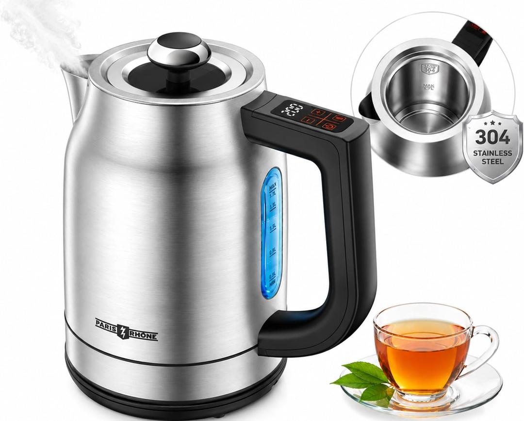 Electric Kettle 1.7L with Temperature Control, 13 Preset Settings, 1500W Fast Boil Electric Tea Kettle, LED Display, 2-Hour Keep Warm, Stainless Steel Interior, Auto Shut-Off & Boil-Dry Protection