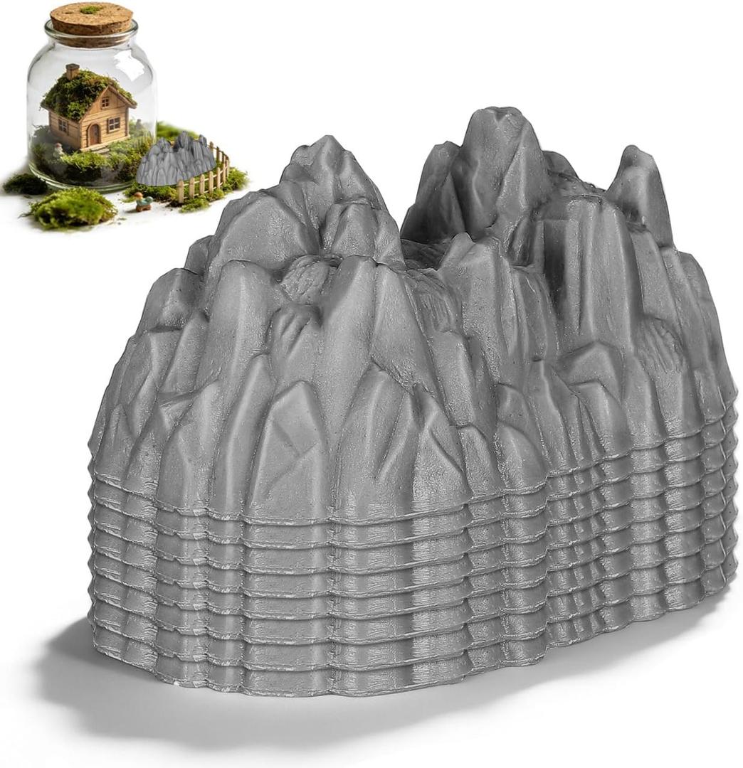 BESTonZON 20PC Mini Rockery Model 2.55 Inch Plastic Landscape Mountain Decor Simulation Garden Accessories Miniature Rocks for Home Office Display