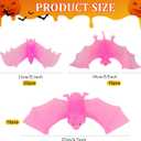 Liliful 50 Pcs 3 Size Halloween Hanging Bats Decorations Creepy Flying Rubber Bats Decor Realistic Figurine for Halloween Indoor Outdoor Party Supplies Prank Toy Haunted Decoration(Pink)
