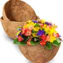 TigeJoy 2PCS 12'' Coco Coir Liners for Hanging Baskets, 100% Natural Coco Fiber Planter Insert, 12 inches Round Thick Coconut Liners for Garden Plants Flower Vegetable Pot Flowerpot Replacement Liner