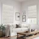 Doing-X No Drill Blackout Roman Shades for Indoor Windows,Cordless Roman Blinds,Linen No Tools Window Shades,Easy to Install Window Blinds for Home Bedroom,Blackout-Linen Beige 34.5" W x 48" H