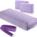 4 Pcs Yoga Bolster Pillow Blocks with Strap Set
Meditation Pillow with Carry Handle for Restorative, Non Slip Reusable Yoga Blocks for Balance, Pilates, Washable Cover