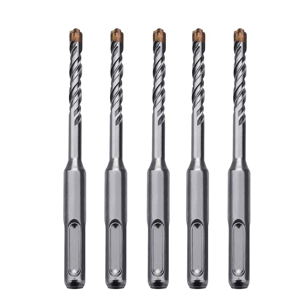 5 Pack 15/64 inch x 8.26 inch SDS Plus Rotary Hammer Drill Bit, Concrete Drill Bits for Concrete, Brick, Cement and Stone, 8.26 inch Length (15/64" Diameter, 8.26" Length)