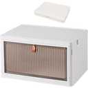 Foldable Storage Box - Foldable Stackable Cabinet Box with 4 Wheels and Side Doors | Large Capacity Household Organizer for Snacks, Bathroom, Kitchen Supplies, Student Home, Solution forset of 2 count