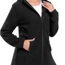 MoFiz Women's Long Fleece Zip Up Hoodies Long Sleeve Full Zip Soft Warm Polar Fleece Jacket Coat with Pocket for Fall Winter (Black, L)