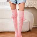Sexybody Women's Thigh High Socks Over the Knee Knit Socks, Winter Leg Warmers Stockings Knee High Tube Arctic Fleece (Pink)