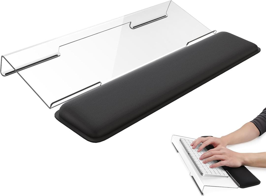 Computer Keyboard Wrist Rest Stand for Desktop, Keyboard Holder for Easy Typing with Wrist Pad for Office Desk, Home, School (Clear)