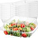 25 Clear Plastic Containers, 8" X 8" X 3" Hinged Lid Togo Clamshell Food Containers for Food, Strawberry Boxes, Bakery Supplies, Cake, Cookie, Dessert, Salad, Treat Boxes