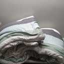 Litanika Oversized King Comforter Set Sage Green 128x120-3 Pieces Lightweight Green White Colorblock Stripe Fluffy Bedding Comforter Sets, All Season Bed Set