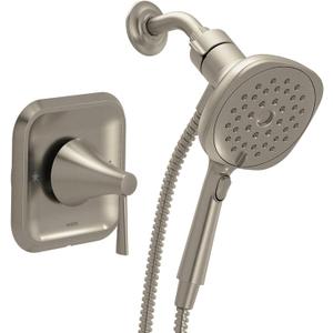 Moen Ronan Spot Resist Brushed Nickel Single-Handle Modern Shower Faucet with Square Handheld Rain Shower Spray Head Featuring Magnetix, Valve Included, 82023SRN