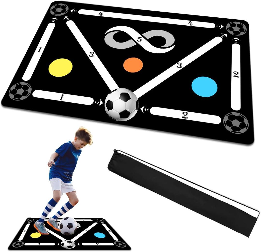 Soccer Training Mat: Soccer Training Equipment for Footwork and Ball Mastery, Football Training Mat with Anti-Slip & Noise-Reducing, Football Footwork Mats for Boys and Girls
