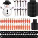 600Pcs Christmas Snowman Decorating Kit Mini Black Top Hats Tiny Black Buttons Carrot Buttons Snowman Hands for DIY Craft Sewing Party Supplies