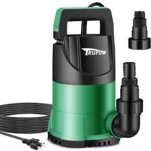 1 HP Sump Pump Submersible Water Pump 3981 GPH Portable Thermoplastic Electric Utility Pump for Swimming Pool Garden Basement Tub Pond Draining Remove Water Level Down to 0.3"