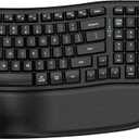 Ergonomic Keyboard and Mouse Combo, Bluetooth/2.4G Wireless Ergo Wave Curved Keyboard with Cushioned Palm Rest and 6 Levels DPI Adjustable Silent Mouse, Multi-Device for Windows/Mac/Android
