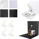 2-Sided 2 PCS Photo Backdrop Boards, Subway Tile Flat Lay Food Photography Background Board, Durable Waterproof Product Food Photography, 16×16 Inch, BEIYANG