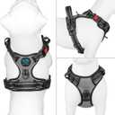 PHOEPET No Pull Dog Harness Medium Reflective Front Clip Vest with Handle,Adjustable 2 Metal Rings 3 Buckles,[Easy to Put on & Take Off](S, Grey)