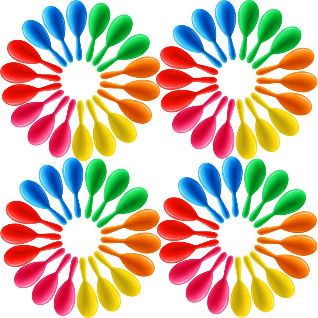 66 Packs Neon Maracas Mini Mexican Maracas Party Favors Plastic Maracas Shakers Noisemaker Toys for Cinco De Mayo Fiesta Birthday Musical Instrument Party Decorations Supplies, 6 Colors